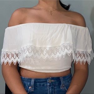 White Off-Shoulder Crop Top